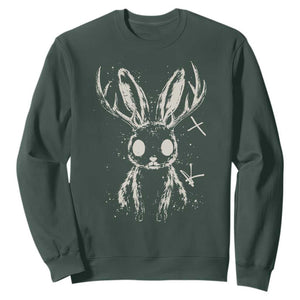Creepy Cute Jackalope Sweatshirt Gothic Spooky Horned Rabbit Graphic