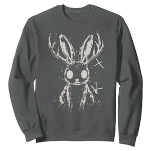 Creepy Cute Jackalope Sweatshirt Gothic Spooky Horned Rabbit Graphic