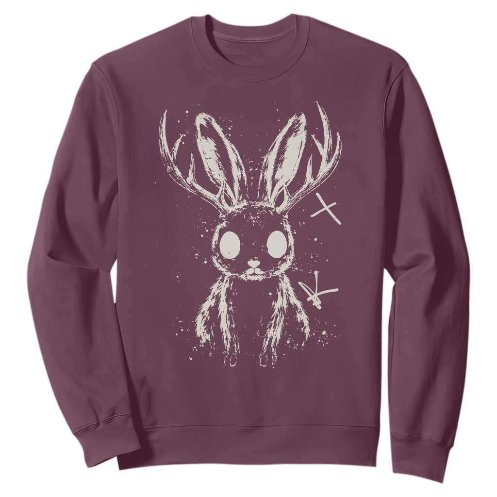 Creepy Cute Jackalope Sweatshirt Gothic Spooky Horned Rabbit Graphic
