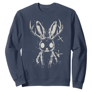 Creepy Cute Jackalope Sweatshirt Gothic Spooky Horned Rabbit Graphic