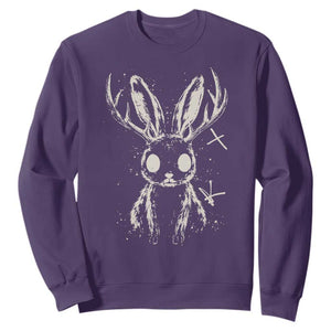 Creepy Cute Jackalope Sweatshirt Gothic Spooky Horned Rabbit Graphic