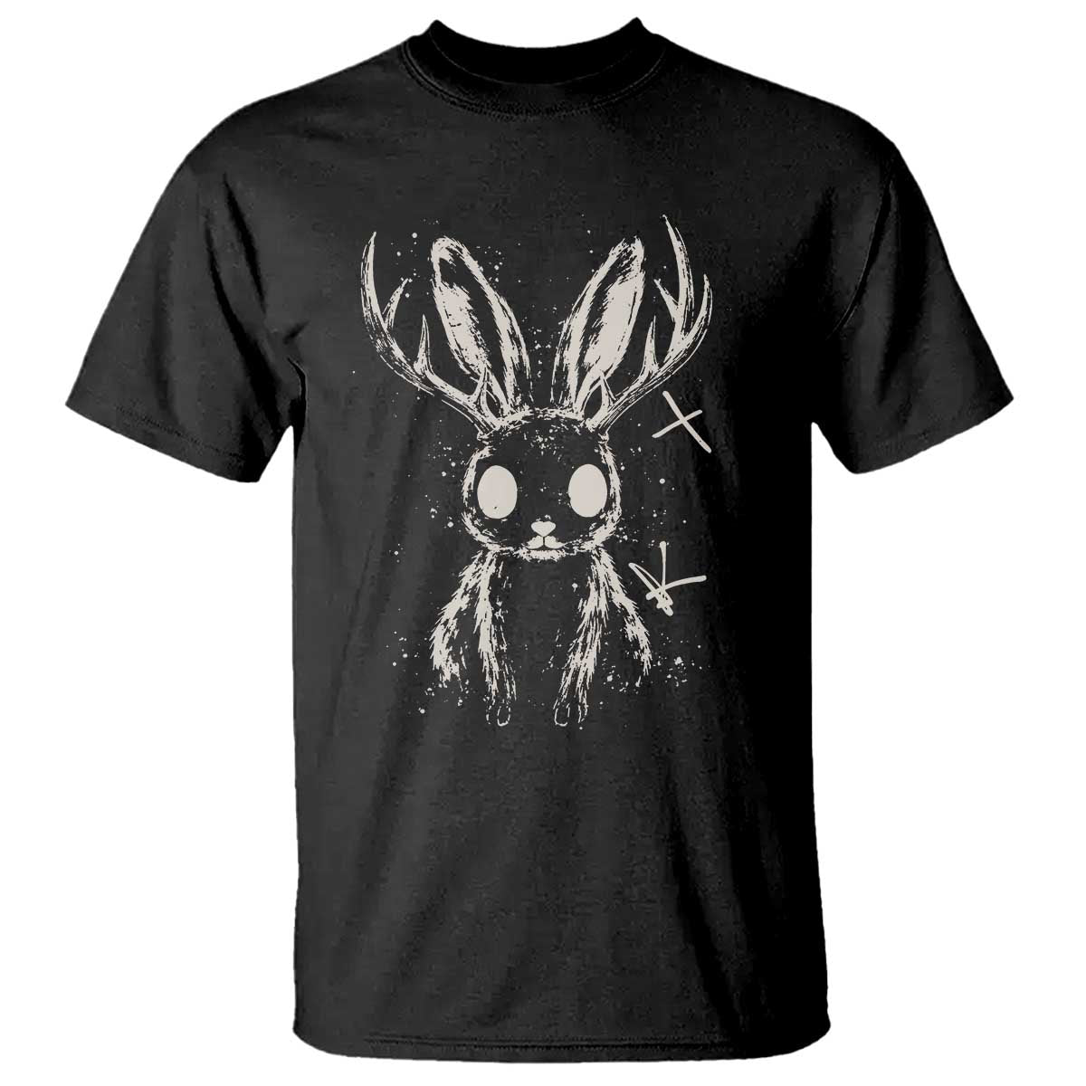 Creepy Cute Jackalope T Shirt Gothic Spooky Horned Rabbit Graphic