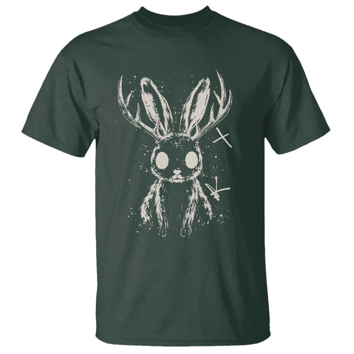Creepy Cute Jackalope T Shirt Gothic Spooky Horned Rabbit Graphic