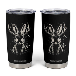 Creepy Cute Jackalope Tumbler Cup Gothic Spooky Horned Rabbit Graphic