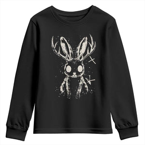 Creepy Cute Jackalope Youth Sweatshirt Gothic Spooky Horned Rabbit Graphic