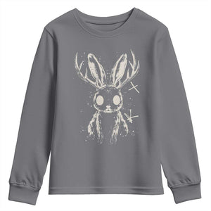 Creepy Cute Jackalope Youth Sweatshirt Gothic Spooky Horned Rabbit Graphic