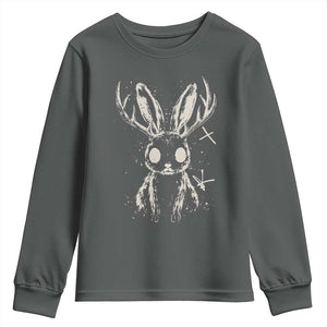 Creepy Cute Jackalope Youth Sweatshirt Gothic Spooky Horned Rabbit Graphic