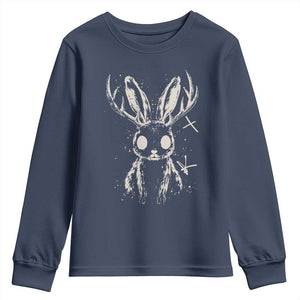Creepy Cute Jackalope Youth Sweatshirt Gothic Spooky Horned Rabbit Graphic