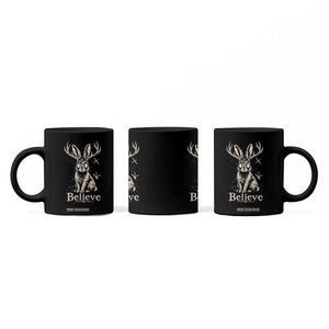 Gothic Jackalope Coffee Mug Creepy Occult Graphic Monochromatic Spooky Horned Rabbit Dark Academia