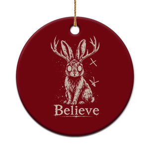 Gothic Jackalope Ceramic Ornament Creepy Occult Graphic Monochromatic Spooky Horned Rabbit Dark Academia