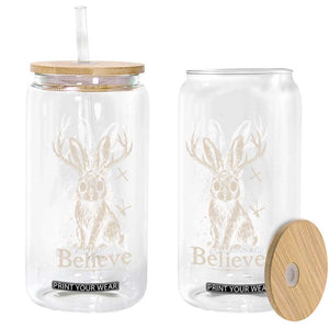 Gothic Jackalope Glass Can Creepy Occult Graphic Monochromatic Spooky Horned Rabbit Dark Academia