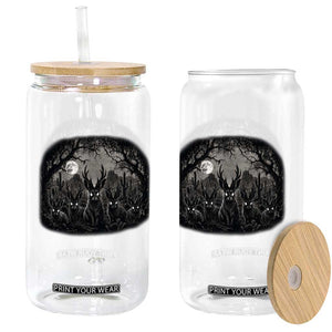 Gothic Jackalope Glass Can Monochromatic Dark Fantasy Cryptid Horned Rabbit