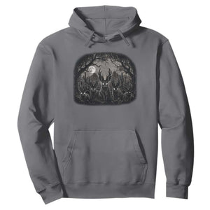 Gothic Jackalope Hoodie Monochromatic Dark Fantasy Cryptid Horned Rabbit