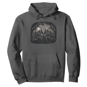 Gothic Jackalope Hoodie Monochromatic Dark Fantasy Cryptid Horned Rabbit