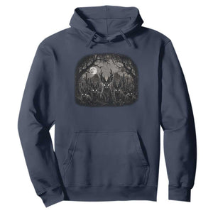 Gothic Jackalope Hoodie Monochromatic Dark Fantasy Cryptid Horned Rabbit