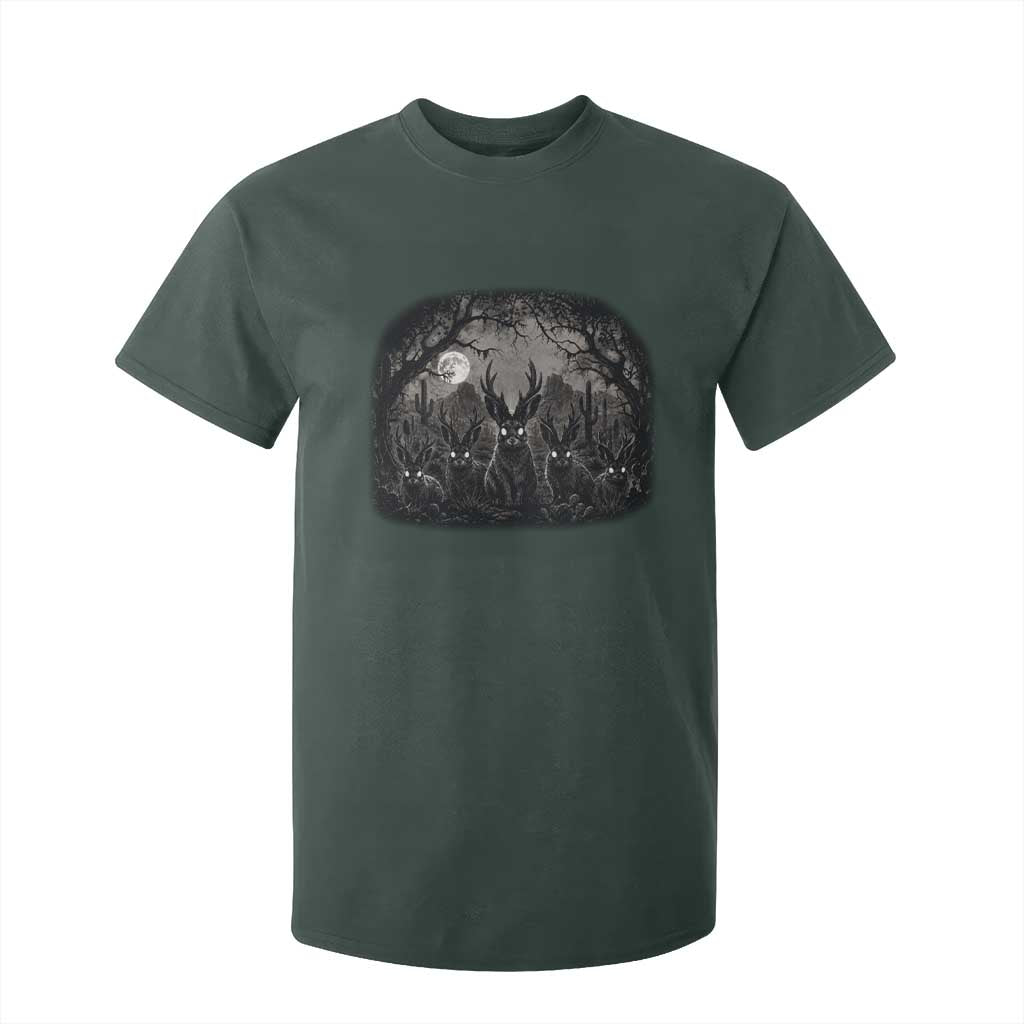 Gothic Jackalope T Shirt For Kid Monochromatic Dark Fantasy Cryptid Horned Rabbit