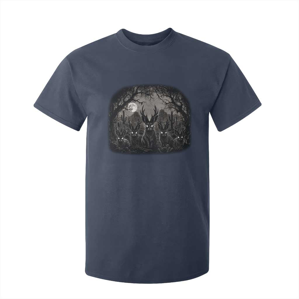 Gothic Jackalope T Shirt For Kid Monochromatic Dark Fantasy Cryptid Horned Rabbit