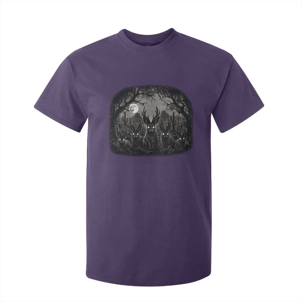 Gothic Jackalope T Shirt For Kid Monochromatic Dark Fantasy Cryptid Horned Rabbit
