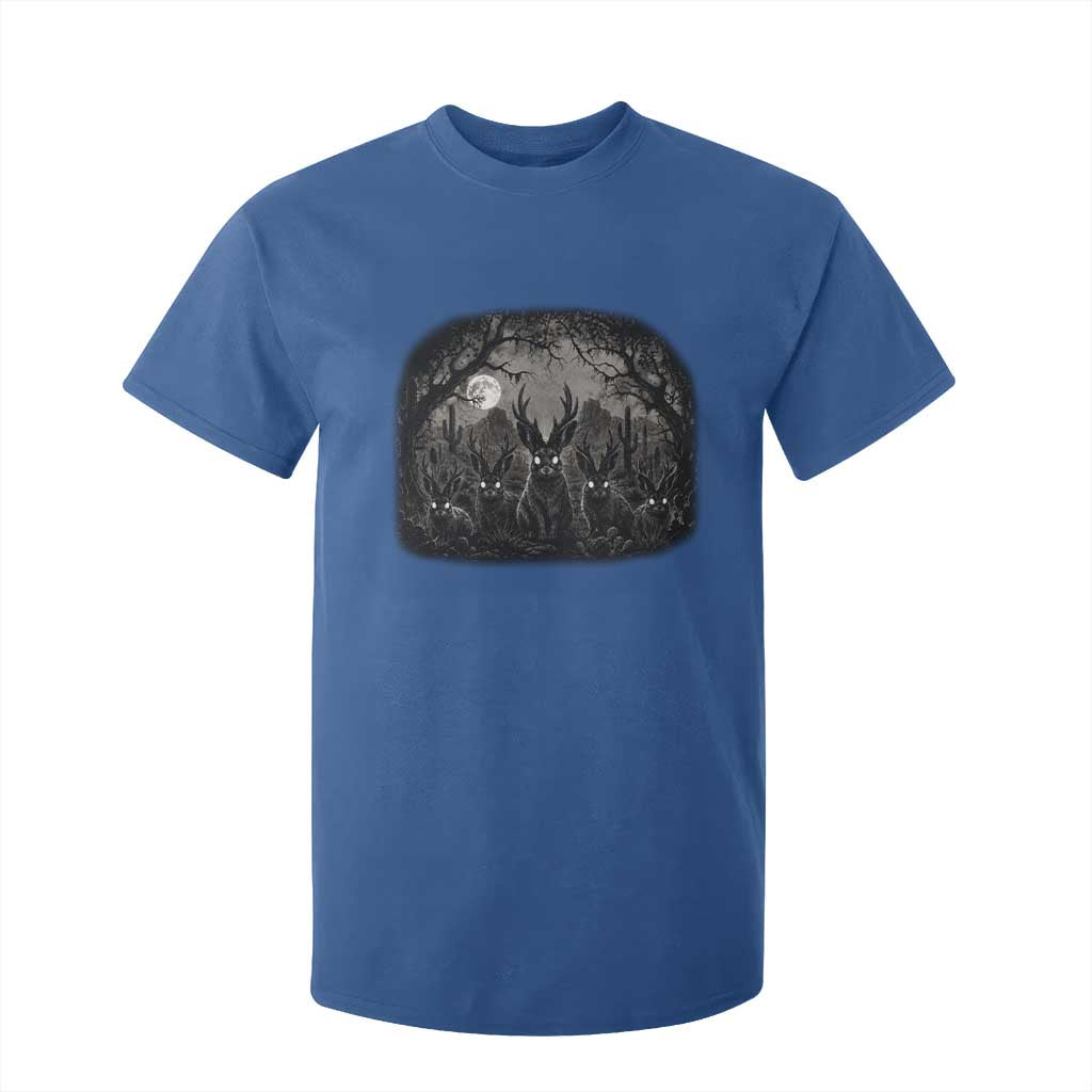 Gothic Jackalope T Shirt For Kid Monochromatic Dark Fantasy Cryptid Horned Rabbit