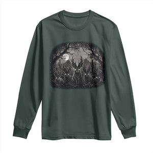 Gothic Jackalope Long Sleeve Shirt Monochromatic Dark Fantasy Cryptid Horned Rabbit