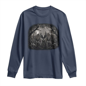 Gothic Jackalope Long Sleeve Shirt Monochromatic Dark Fantasy Cryptid Horned Rabbit