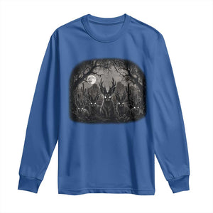Gothic Jackalope Long Sleeve Shirt Monochromatic Dark Fantasy Cryptid Horned Rabbit