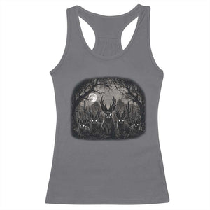 Gothic Jackalope Racerback Tank Top Monochromatic Dark Fantasy Cryptid Horned Rabbit