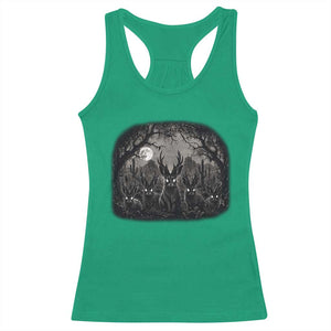 Gothic Jackalope Racerback Tank Top Monochromatic Dark Fantasy Cryptid Horned Rabbit