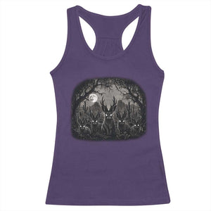 Gothic Jackalope Racerback Tank Top Monochromatic Dark Fantasy Cryptid Horned Rabbit