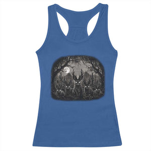 Gothic Jackalope Racerback Tank Top Monochromatic Dark Fantasy Cryptid Horned Rabbit