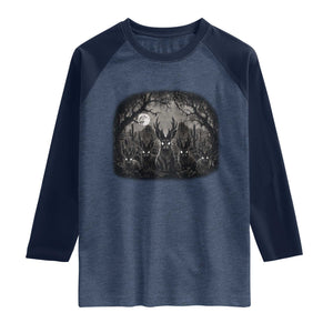 Gothic Jackalope Raglan Shirt Monochromatic Dark Fantasy Cryptid Horned Rabbit