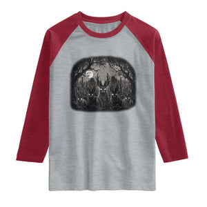 Gothic Jackalope Raglan Shirt Monochromatic Dark Fantasy Cryptid Horned Rabbit
