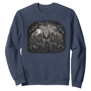 Gothic Jackalope Sweatshirt Monochromatic Dark Fantasy Cryptid Horned Rabbit