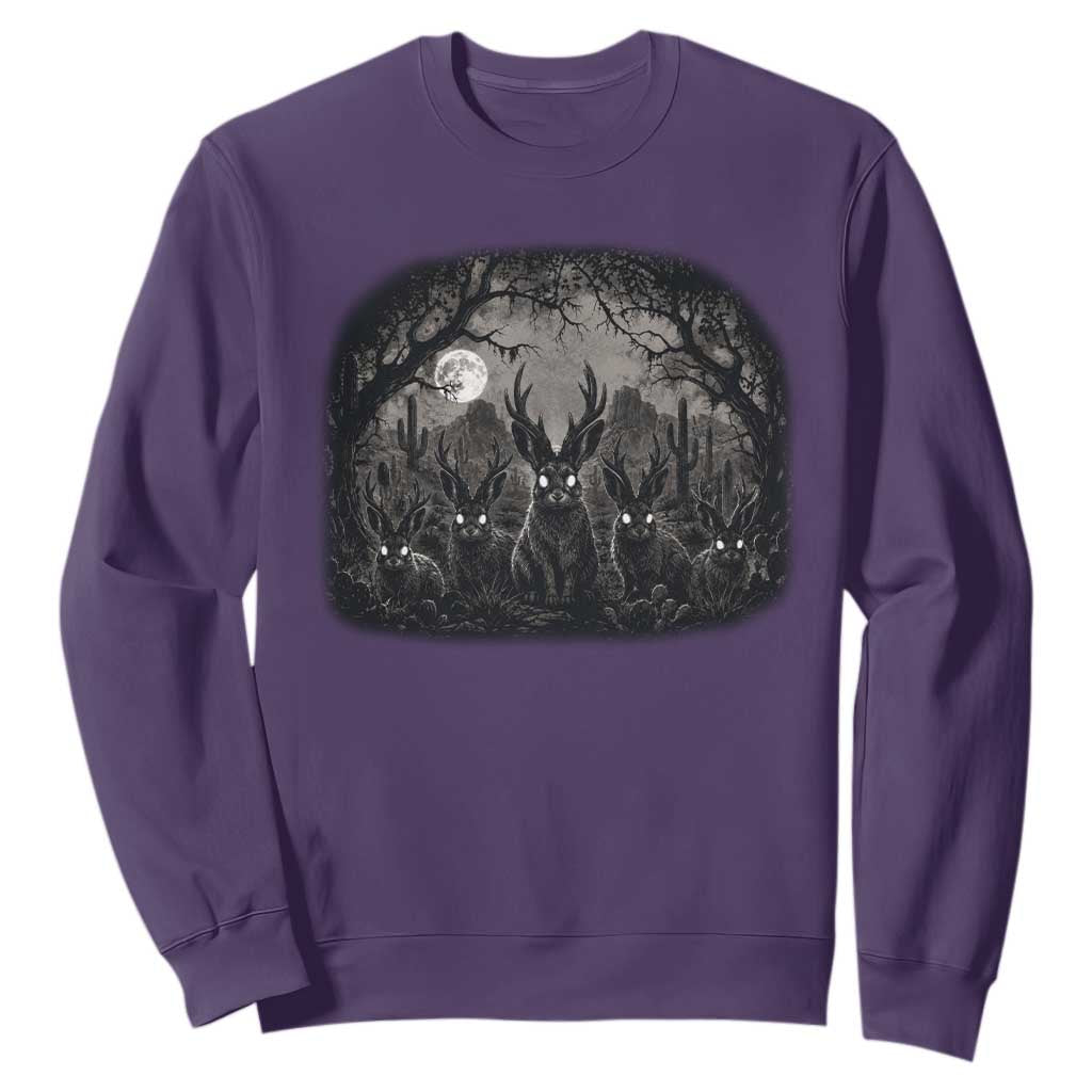 Gothic Jackalope Sweatshirt Monochromatic Dark Fantasy Cryptid Horned Rabbit