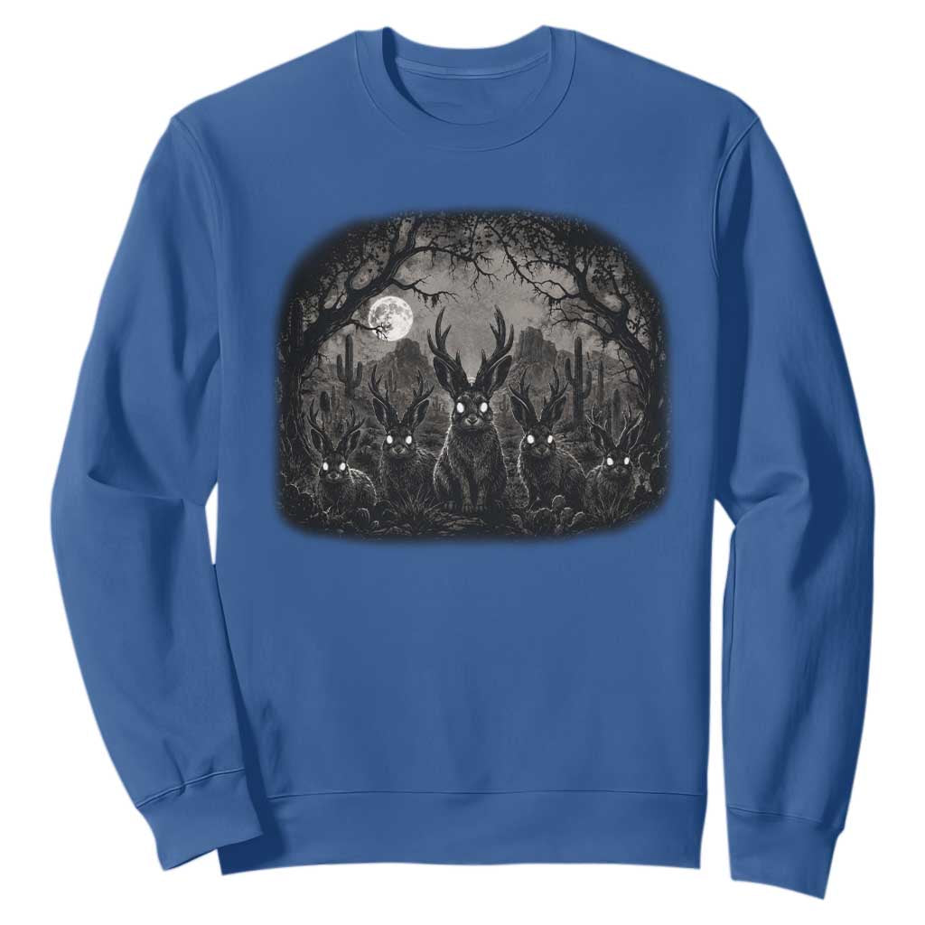 Gothic Jackalope Sweatshirt Monochromatic Dark Fantasy Cryptid Horned Rabbit