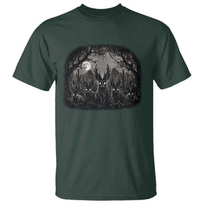 Gothic Jackalope T Shirt Monochromatic Dark Fantasy Cryptid Horned Rabbit