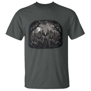 Gothic Jackalope T Shirt Monochromatic Dark Fantasy Cryptid Horned Rabbit