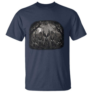 Gothic Jackalope T Shirt Monochromatic Dark Fantasy Cryptid Horned Rabbit