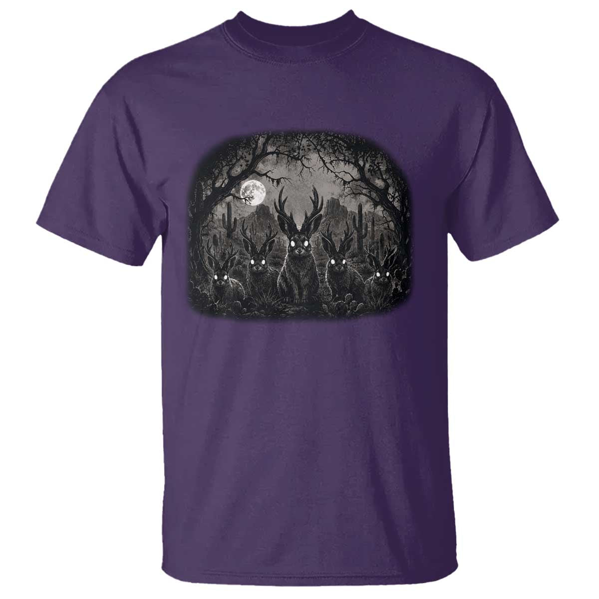 Gothic Jackalope T Shirt Monochromatic Dark Fantasy Cryptid Horned Rabbit