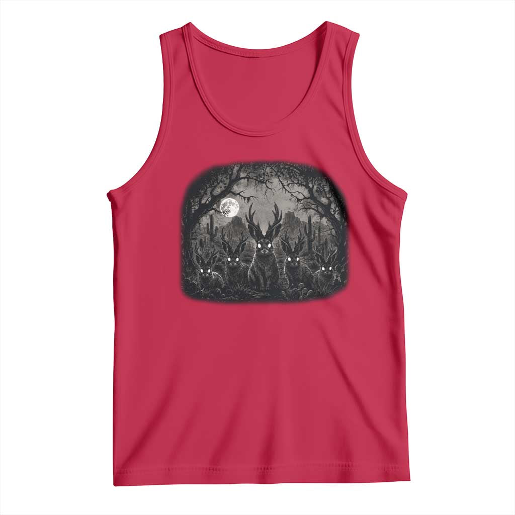 Gothic Jackalope Tank Top Monochromatic Dark Fantasy Cryptid Horned Rabbit