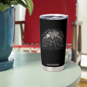 Gothic Jackalope Tumbler Cup Monochromatic Dark Fantasy Cryptid Horned Rabbit