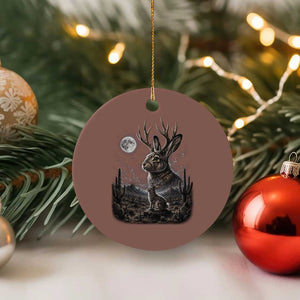 Mystical Jackalope Full Moon 90s Retro Ceramic Ornament Desert Cactus Cryptid Horned Rabbit Aesthetic Vintage Nature Graphic