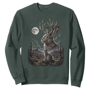 Mystical Jackalope Full Moon 90s Retro Sweatshirt Desert Cactus Cryptid Horned Rabbit Aesthetic Vintage Nature Graphic