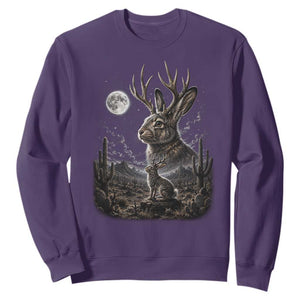 Mystical Jackalope Full Moon 90s Retro Sweatshirt Desert Cactus Cryptid Horned Rabbit Aesthetic Vintage Nature Graphic