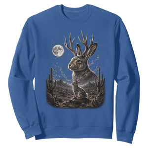 Mystical Jackalope Full Moon 90s Retro Sweatshirt Desert Cactus Cryptid Horned Rabbit Aesthetic Vintage Nature Graphic