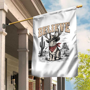 Believe Jackalope Cowboy Garden Flag Vintage Western Cryptid Rabbit Bunny Graphic