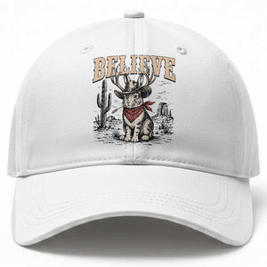 Believe Jackalope Cowboy Baseball Cap Vintage Western Cryptid Rabbit Bunny Graphic