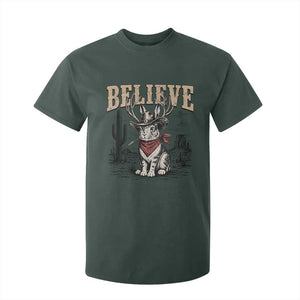 Believe Jackalope Cowboy T Shirt For Kid Vintage Western Cryptid Rabbit Bunny Graphic