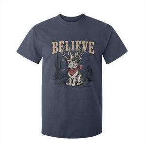 Believe Jackalope Cowboy T Shirt For Kid Vintage Western Cryptid Rabbit Bunny Graphic