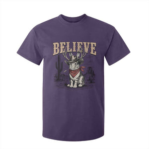 Believe Jackalope Cowboy T Shirt For Kid Vintage Western Cryptid Rabbit Bunny Graphic